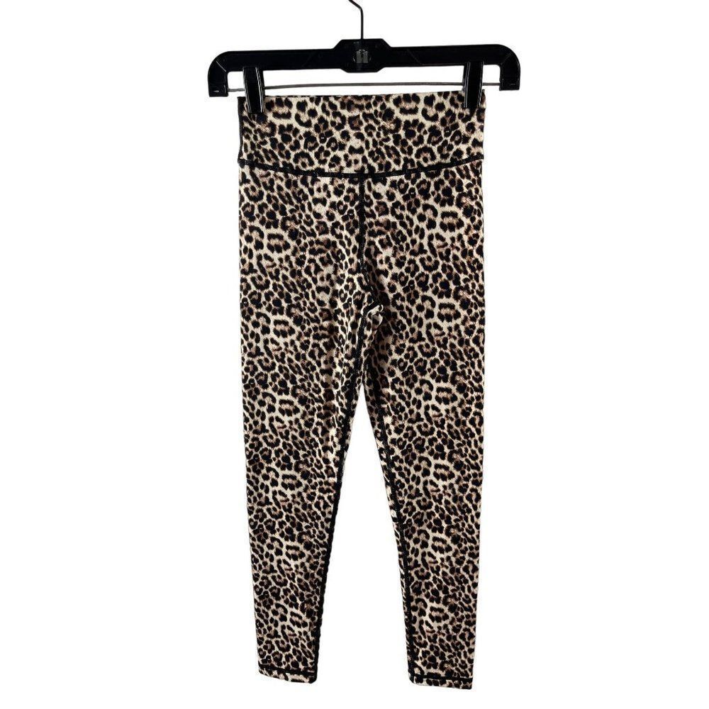 ZYIA Active Leopard Brilliant Scrunchy What Hi-Rise 7/8 Leggings Size 4 Tan